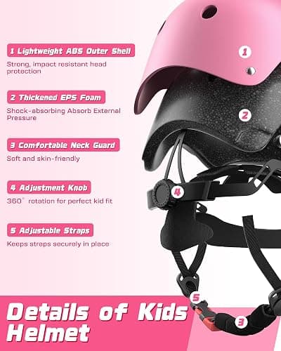 Kids Bike Helmet Set, Adjustable Helmet for Ages 2-3-5-8-14 Year Boys Girls, Toddler Pad Set with Knee and Elbow Pads for Bike, Roller, Skating, Scooter, Longboard and More Sports, 6 Color thumbnail 2