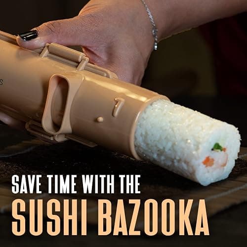 Alas Complete 20 Piece Sushi Making Set - Kit for Beginners & Pros with Knife, 2 Mats, Rice Bazooka and Dipping Plate thumbnail 6