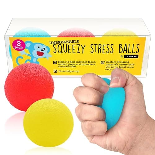 IMPRESA Squishy Stress Ball Set - Sensory Toys for Kids - Fidget Toys for Adults - Tear-Resistant Squeeze Balls for Stress Relief - Pack of 3, Multicolor - Image 1