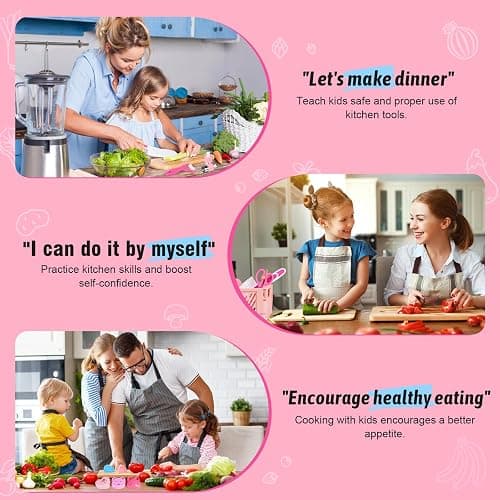 Kids Knife Set for Real Cooking: 48PCS Kids Kitchen Set, Kids Cooking Sets Real with Apron＆Basket, Kid Kitchen Accessories, Toddler Baking Kitchen Tools, Montessori Toys for 3+ Year Old Birthday Gifts thumbnail 8