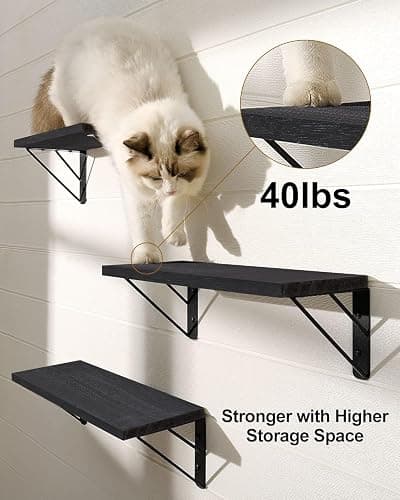 BAYKA Wall Mounted Floating Shelves, Wood Floating Wall Shelf for Books & Decor, Small Space-Saving Display & Organizer（Black，Set of 3） thumbnail 9