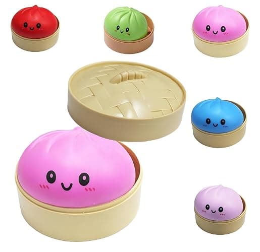 Dumpling Squishy Mystery Dumpling Squishy Stress Balls Fidget Sensory Toy Soft Squeeze Decompression Dough (Pink-A) - Image 1