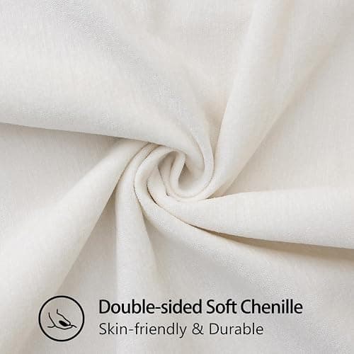 decorUhome Soft Chenille Throw Pillow Covers 18x18 Set of 2 Cream White | Fall Textured Decorative Throw Pillow Cases Stitched Edge Modern Farmhouse Luxury Boho Velvet for Couch Sofa Bed Home Decor thumbnail 2