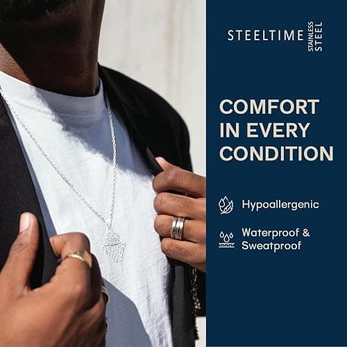 STEELTIME NYC Basketball Necklace - 18K Plated Basketball Chain with Hoop for Men, Women, Teens - Gold, Silver & Black Color Options - Stainless Steel Sports Pendant with Simulated Diamond CZ Stones thumbnail 2