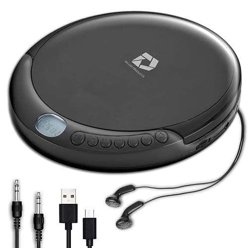 Deluxe Products CD Player Portable with 60 Second Anti Skip, Stereo Earbuds, Includes Aux in Cable and AC USB Power Cable for use at Home or in Car - Image 1
