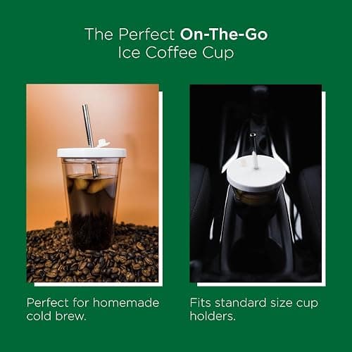 Reusable Iced Coffee Cup (24 Oz/Venti), Leak Proof and Double Wall Insulated Iced Coffee Tumbler, Come with Reusable Plastic and Metal Straws and Straw Cleaner - White thumbnail 6