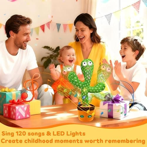 Hunfur Interactive Baby Toys Dancing Talking Cactus Toy,Funny Gift for Infant, Singing Record Repeat What You Say Light Up Toy for Toddler Boy Girl (Volume Adjustment) thumbnail 6