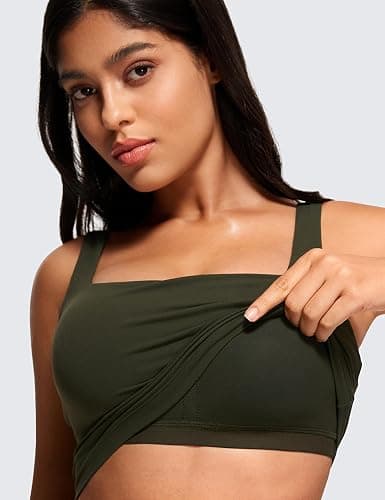 CRZ YOGA Butterluxe Square Neck Crop Tank Tops for Women - Workout Longline Sports Bras Padded Yoga Camisole thumbnail 5