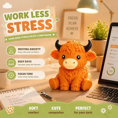 6in Highland Cow Squishy Jumbo,Giant Highland Cow Squishy | Big Realistic Moldable Soft Squishys Slow Rising Squeeze Toys for Kids Adults Slow Rising Fun Sensory Fidget Toy thumbnail 6