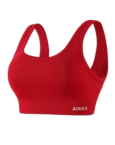 AUROLA Power Womens Square Back Basic Sports Bra - Square Neck Padded Low Impact Yoga Bra Workout Crop Top - Image 1