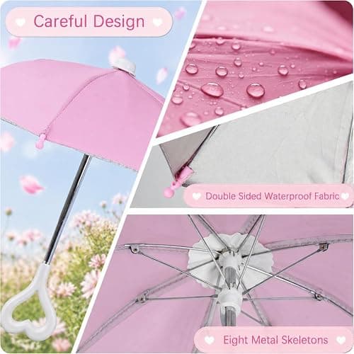 Phone Umbrella for Sun Shade with Heart Handle & Cute Piggy Suction Cup | Phone Sun Shade & Rain Protector, Universal Adjustable Suction Cup Stand, Sun Visor Phone Holder for Travel, Camping, Beach thumbnail 3