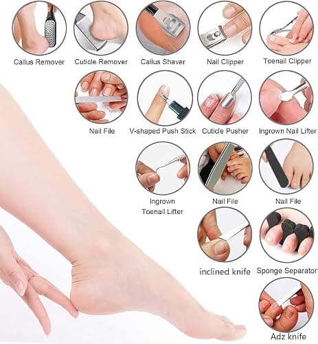 EKOCSIO Professional Pedicure Kit, 36 in 1 Stainless Steel Foot Care Kit Foot Rasp Dead Skin Remover for Home & Salon Care, Black thumbnail 2