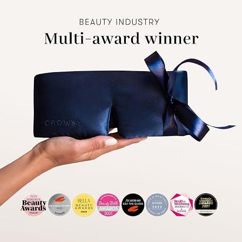 DROWSY Silk Sleep Mask - Face-Hugging, Padded Cocoon for Luxury Sleep in Total Darkness - 100% Pure Mulberry Silk, Skin-Hydrating & Adjustable (Midnight Blue) thumbnail 3