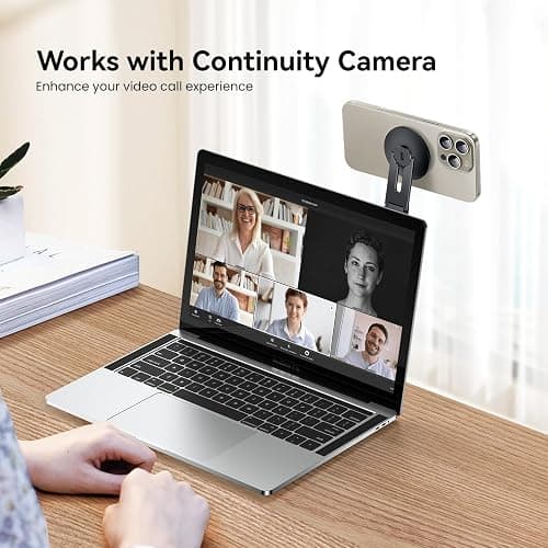 MAGDIGITEH Laptop Phone Holder, Magnetic Phone Stand 15W Fast Wireless Charger for MagSafe for iPhone 17/16/15/14/13/12 & All Phones for Tesla (Black) thumbnail 6