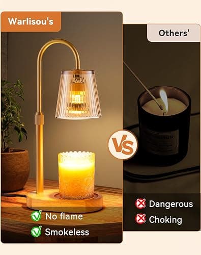 Adjustable Candle Warmer Lamp with Timer - Electric Light Wax Warming Dimmable Flameless Top Melter Heater Melting Heating Height Small Jar Candles Gifts Women Mom Birthday Home Desk Modern Decor thumbnail 6