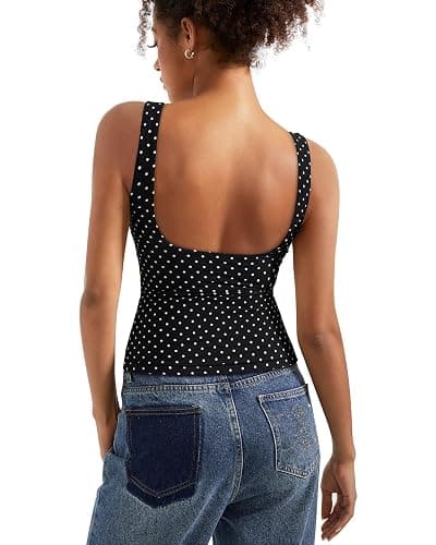 SUUKSESS Women Padded Open Back Boat Neck Tank Tops Double Lined Basic Shirts thumbnail 2