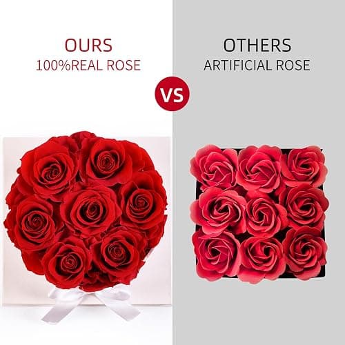 Graclect Flowers for Delivery Prime - Preserved Roses in a Box - Forever Flowers, Immortal Roses, Eternal Rose Birthday Gifts for Her, for Mom - Red Rose thumbnail 4