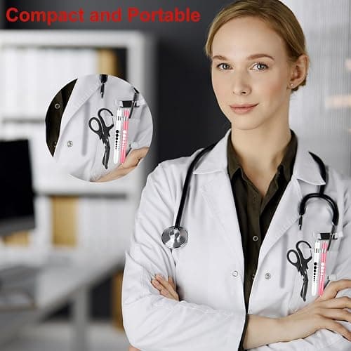 3 Pack Medical Scissors and Pen Light Set Trauma Shears Pen Lights for Nurses Bandage Scissors with Carabiner LED Penlight with Pupil Gauge Stainless Steel Nurse Shears for Doctor Paramedics EMS EMT thumbnail 8