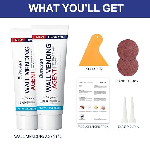 Drywall Repair Kit,2 Pack Wall Mending Agent,Wall Spackle with Scraper, Wall Surface Hole Fill Quick and Easy Solution thumbnail 6