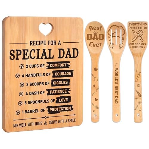 Fathers Day for Dad Gifts - "Recipe for a Special Dad" Cutting Board Birthday Dad Gifts, Bamboo-Made Engraved Light-Duty Use Chopping Board or Kitchen Decor, Suitable for Serving Tray Entertaining. - Image 1