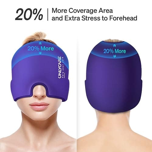 ONLYCARE Migraine Relief Cap, Soothing Headache Hat, Upgraded Odorless Gel Ice Head Wrap, Hot and Cold Therapy, Headache Ice Pack for Tension and Stress(Purple) thumbnail 4