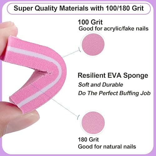 Nail File and Buffer Set (16 Pack), Nail File Kit Professional Nail Files & Buffers Manicure Supplies Filer Buffer for Natural Nails, 100/180 Grit 7 Way Nail Filing Polishing Buffer for Nail Care thumbnail 4