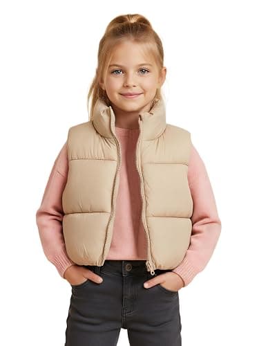 SOLOMATE Girls Puffy Cropped Winter Warm Down Vest Sleeveless Coats For Kids Children - Image 1