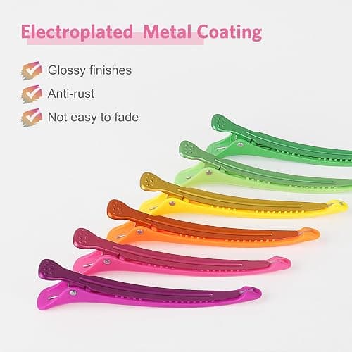 AIMIKE 12pcs Hair Clips Set - No Crease Duck Billed Clips with Silicone Band for Styling, Cutting, and Sectioning Salon Hair thumbnail 2