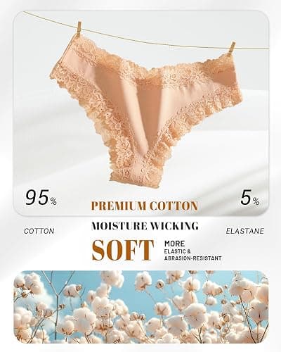 FINETOO Cotton Underwear for Women Sexy Panties Lace Hipster Low Rise Breathable Womens Cheeky 6 Pack S-XL thumbnail 5