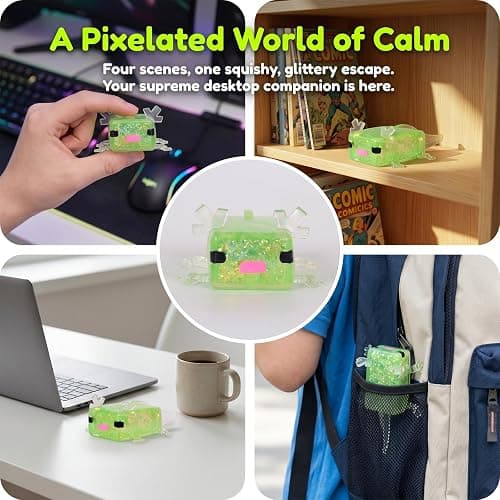 Axolotl Squishy Stress Ball, Soft TPR Slow Rising Squeeze Toy, Cute Axolotl Fidget Toy for Stress Relief, Anxiety Calming Sensory Toy for Kids Adults(Green) thumbnail 7