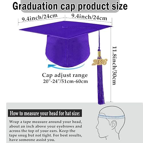 multiwins Graduation Cap, White Stole & Graduation Card Set - Adjustable Cap with 2026 Tassel for High School & Bachelor thumbnail 4