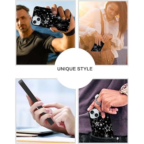 Vulfwela for iPhone 15 6.1'' Cute White Line Stars Phone Case | Cool Aesthetic Y2K Star Design Phone Cover Soft TPU Silicone Anti-Scratch Non-Slip Shockproof Protective Case for Women Girls thumbnail 8