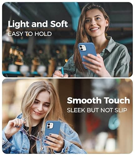 AOTESIER Shockproof Designed for iPhone 12 Mini Case, Food Grade Liquid Silicone Phone Case with [Soft Anti-Scratch Microfiber Lining] Drop Protection 5.4 inch Slim Thin Cover, Azure Blue thumbnail 2