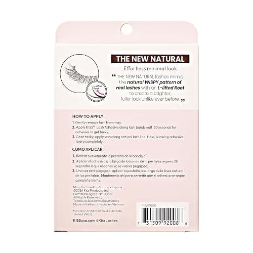 KISS The New Natural, False Eyelashes, 'Pearl Earring', 12mm, Includes 4 Pairs Of Lashes, Easy to Apply, Reusable Lash Clusters thumbnail 9