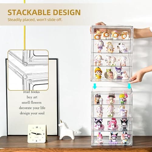 2 Pack 4 Tier Display Case for Collectibles,Clear Display Box with 3 Movable Plates ,Storage Container with Magnetic Door (XXL-4 Tier-2 Pack) thumbnail 4