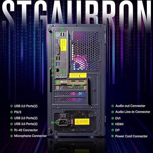 STGAubron Prebuilt Gaming PC Desktop, Radeon RX 550 4G, Intel Core i5 up to 3.7GHz, 16G RAM, 512G SSD, WiFi 6, BT 5.3, RGB Fan x2, Windows 11 Home thumbnail 6