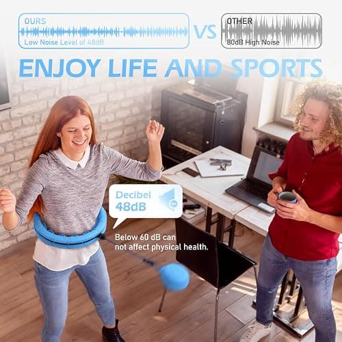 JLoibao Weighted Hula Circle with 26 Links(56 Inch) for Adults Weight Loss, Infinity Fitness Hoop Plus Size, for Women Smart Exercise Equipment - 26Links-Blue thumbnail 4