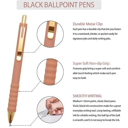 Linbsunne Ballpoint Pens Black Medium Point 1mm with Super Soft Grip Ball Point Pen for Men Women Retractable(style2, 12 pcs) thumbnail 2