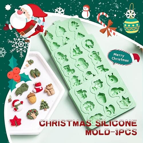 KALAIEN 3 Pcs Christmas Chocolate Molds,Christmas Tree Cake Mold,Santa Claus Fondant Candy Mold for Clay,Candle,Cake Topper Decoration Supplies thumbnail 6
