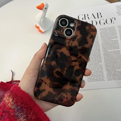 aaknhen Tortoise Shell Phone Case Compatible for iPhone 13 Retro Leopard Cheetah Print Chic Animal Pattern Flexible Soft TPU Protective Cool Girls Amber Brown Protective Cover(for iPhone 13) thumbnail 4
