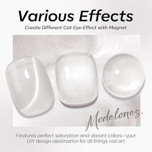 Modelones Glassy Cat Eye Gel Nail Polish, 15 ML Silver Glitter Holographic Glass Cat Eye Summer Jelly Shimmer Reflective Translucent Gel Magnetic Nail Polish for Women Girl thumbnail 2