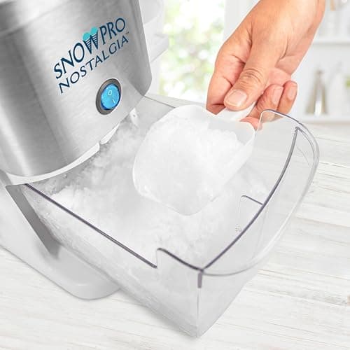 Nostalgia SnowPro Electric Shaved Ice & Snow Cone Maker 64-Ounce Ice Shaving Capacity, 4 Reusable Cones, Side Shelves, and Scoop Included thumbnail 5