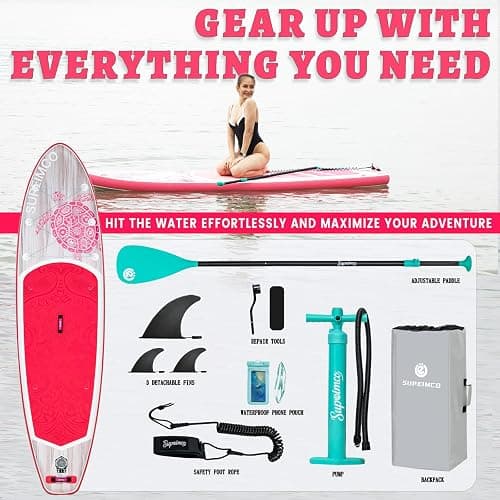 SUPEIMCO Inflatable Stand Up Paddle Board - Upgraded Glue-Free Hot Melt Technology, Long Service Life, 10'6", Anti-Slip EVA Deck, Full SUP Accessories, Included for Adults Youth All Skill Levels thumbnail 5