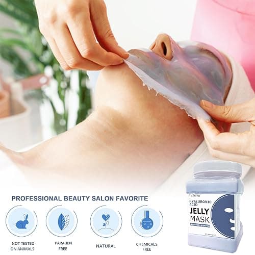 YMEYFAN 5 Jar Jelly Mask Powder for Facial Mask Professional Bundle (Turmeric, Vampire, Hyaluronic Acid, Charcoal Powder, Rose Petal) thumbnail 2