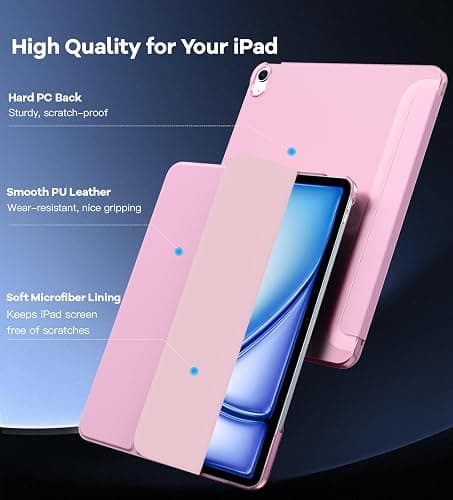 TiMOVO Case for iPad Air 13 Inch (M3/M2-2025/2024), Slim Stand Cover for iPad Air 13-inch, Support Touch ID, Auto Wake/Sleep Smart Shell with Translucent Back, Flowers Pink thumbnail 3