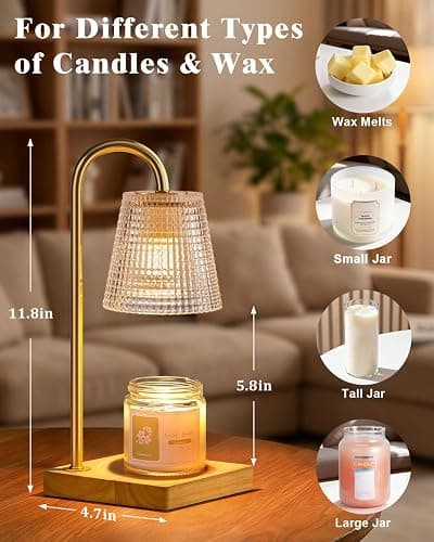Hong-in Candle Warmer Lamp with Timer Dimmer,Christmas Birthday Gifts for Women Mom,House Warming Gifts New Home Room Decor,Vintage Wax Warmer for Scented Wax Jar Candles thumbnail 2