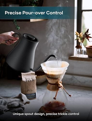 INTASTING Gooseneck Electric Kettle with 1℉ Temperature Control, 0.9 Liter | Fast Heating, Stainless Steel Interior, for Pour Over Coffee, Tea & Boiling Water, Keep Warm, Auto Shut-Off, Matte Black thumbnail 2