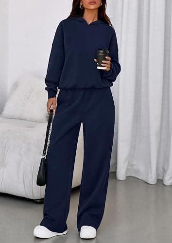 PRETTYGARDEN Womens Sweatsuits 2 Piece Set 2025 Casual Winter Long Sleeve Hoodie Loose Wide Leg Sweatpants Fall Tracksuit thumbnail 2