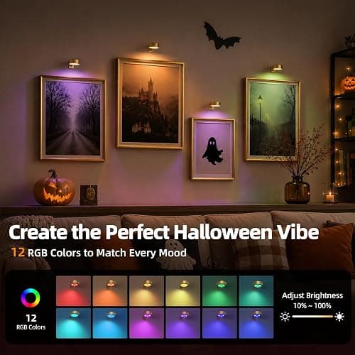 EZVALO Picture Lights for Wall, 2000mAh Rechargeable Battery Magnetic Poster Lights with 3 Color Temps & 12 RGB, Remote Dimmable Timer Painting Light, Wall Decor Light for Art Display, Frame (3 Pack) thumbnail 6