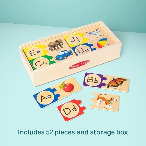 Melissa & Doug Self-Correcting Alphabet Puzzle (52 pcs) with Toy Storage Box, Wooden ABC Puzzles for Toddlers & Preschoolers, Montessori Learning Toys for Girls & Boys 4+ thumbnail 4